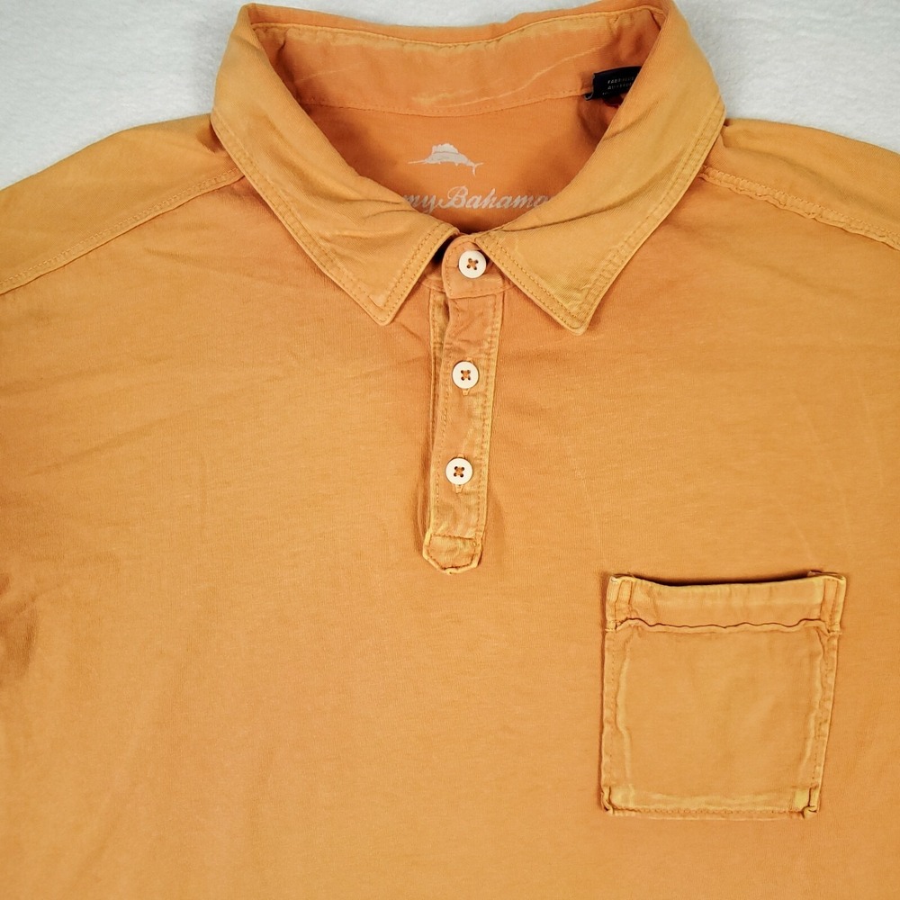 Tommy Bahama Orange Pocket Mens Short Sleeve Polo Shirt Size Large